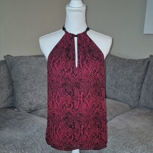 Michael Kors Red Snake Print Halter Top
